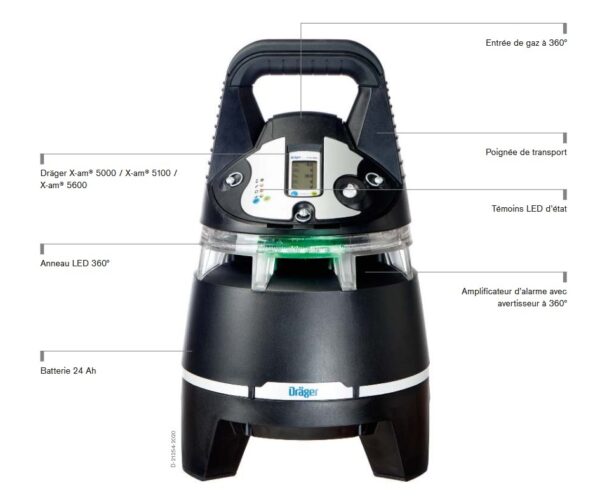 Balise Draeger X-zone 5800 868 MHz 24Ah Pompe intégrée ATEX – Image 3