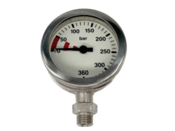 Manomètre sous-marin O² clean 52mm 0-360 bars boîtier laiton nickelé