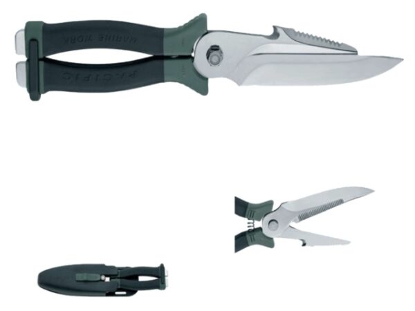 Couteau cisaille Inox W.1.14116 avec gaine plastique et sangles