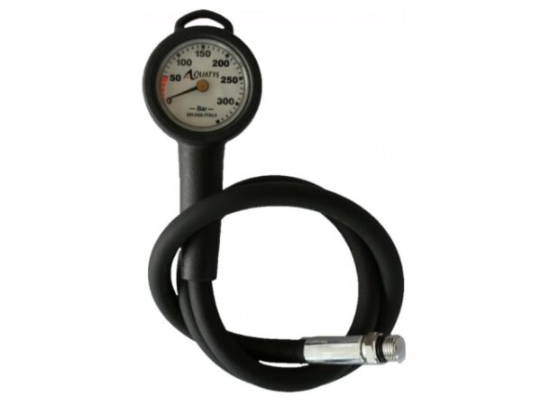 Manomètre 350 Bar noir Diam. 50mm flexible 75cm avec boucle d'accrochage